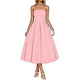 ZESICA Women's Summer Strapless Cocktail Dresses 2026 Elegant Off Shoulder Flowy A Line Wedding Guest Party Midi Dress