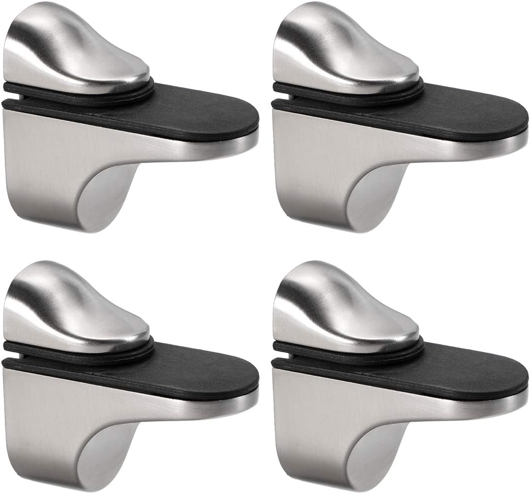 sourcingmap Glass Shelf Bracket Wall Mount Adjustable Zinc Alloy Brushed Nickel Clamp for 3-20mm Thickness 4pcs