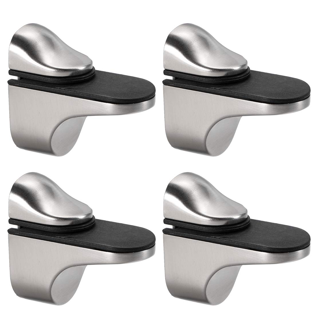 sourcingmap Glass Shelf Bracket Wall Mount Adjustable Zinc Alloy Brushed Nickel Clamp for 3-20mm Thickness 4pcs