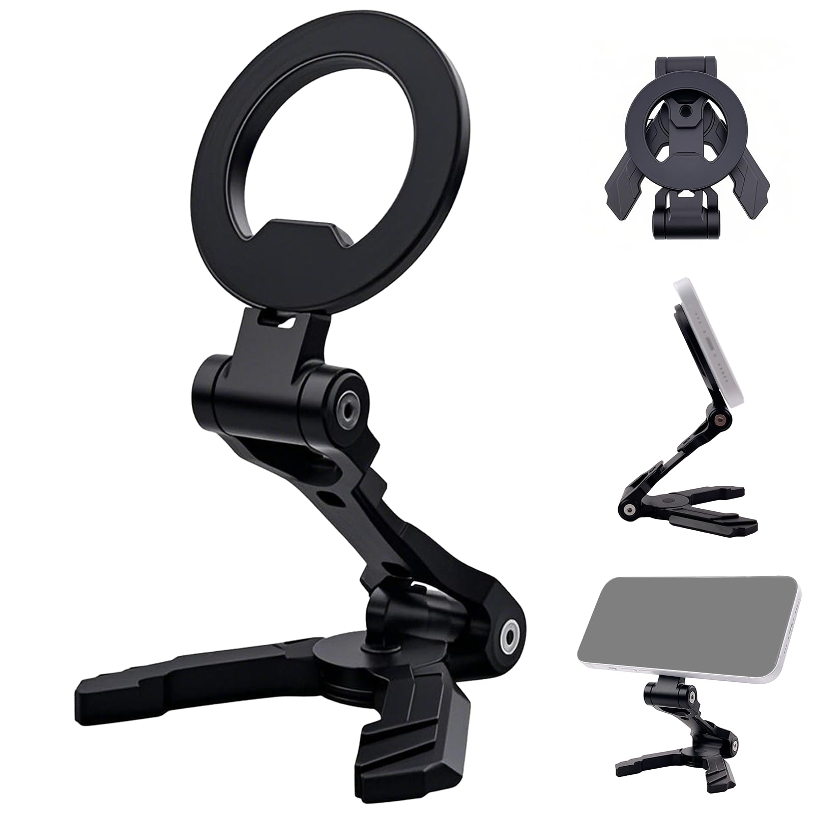 FOMOZER Magnetic Tripod Mount Adapter with 1/4" Threads & Multi-Angle Arri Holes, MagSafe Compatible Stand for iPhone 16 Pro Max, 15 Plus, 14, 13, 12 Mini - ME60 (MT-60)