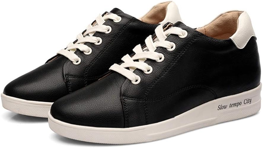 Amazon Wooyoo 5cmアップ スニーカー 革靴 レディース レースアップシューズ 厚底 インヒール カジュアル スケボー 防滑 運動靴 ヒールアップ 軽量 美脚 疲れにくい クッション 歩きやすい 走れる ホワイト 黒 Wooyoo スニーカー