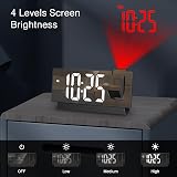ORIA 7.8" LED Mirror Projection Alarm Clock 180° Rotatable USB Charger Snooze view 4