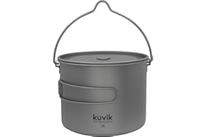 Kuvik 1600ml (54 oz) Titanium Pot with Bail Handle - Ultralight and Compact Pot for Backpacking, Camping, and Survival