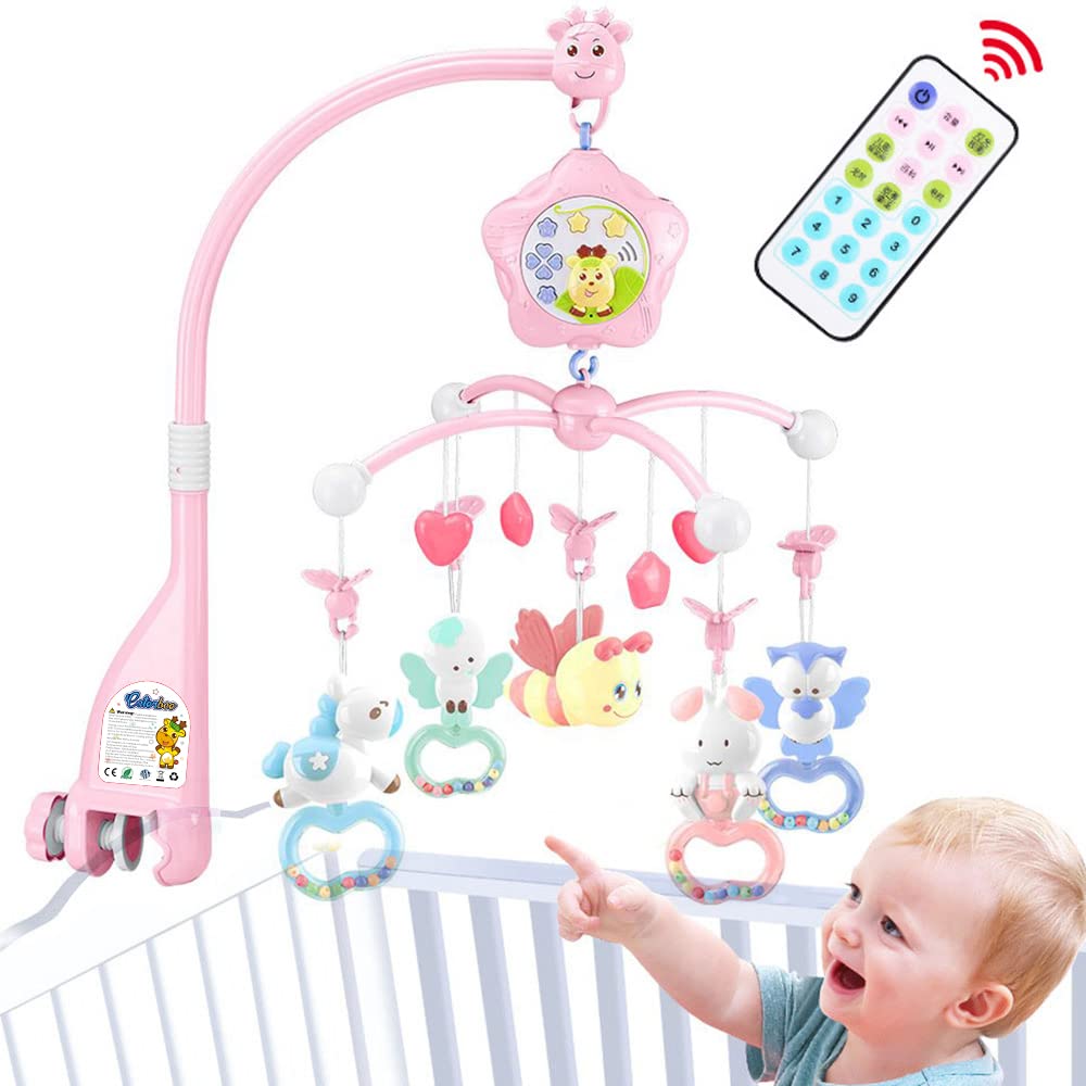 Photo 1 of Baby Mobile for Crib with Musicial and Lights, Remote and Projection. Pack and Play Toys for Ages 0+ Months (Pink-Bee)