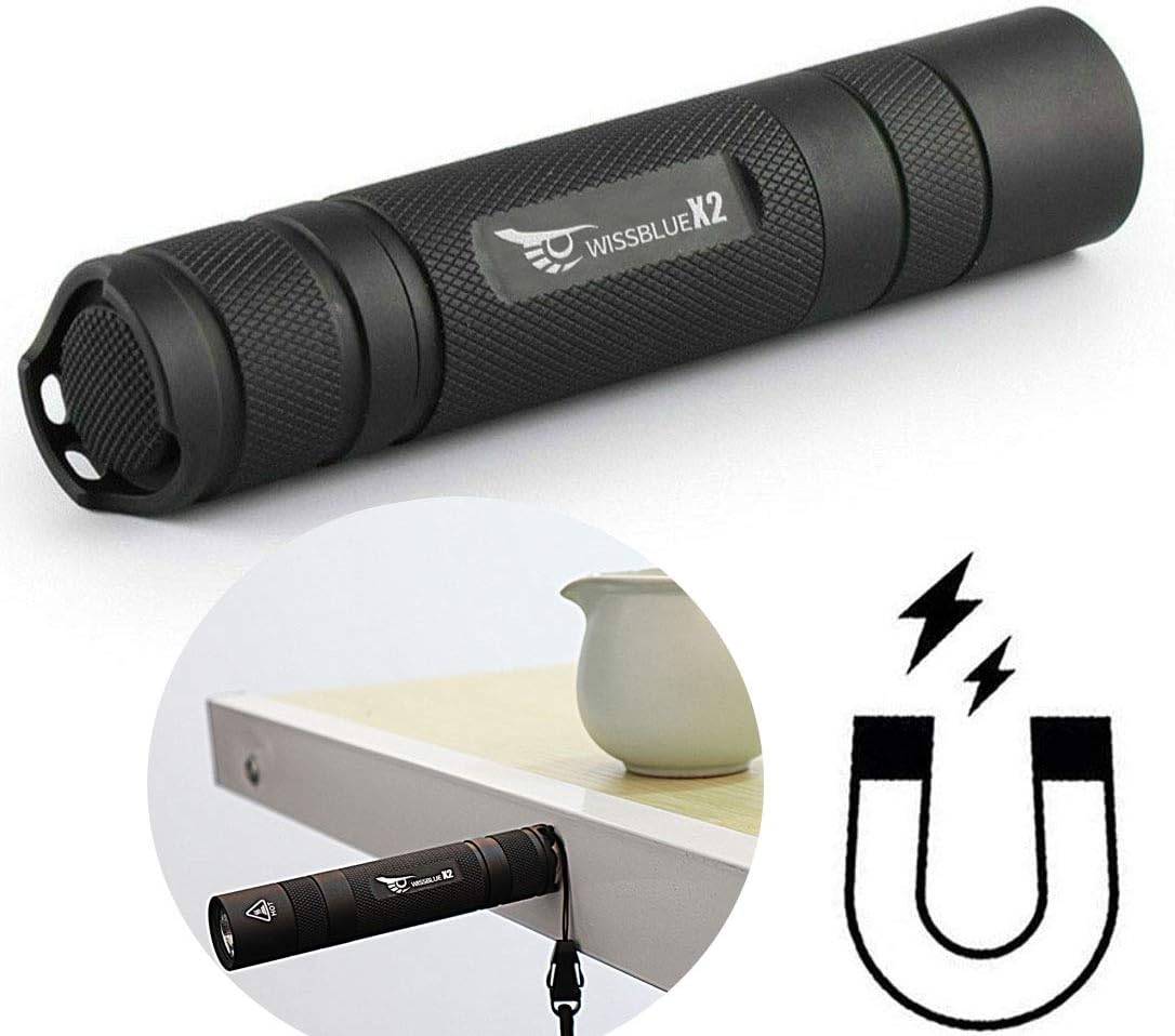 WISSBLUE X2 1600 High Lumens Tactical Flashlight, Best Bright Flashlights Military Grade, Level 3 Coating Hardening Ipx8 Waterproof(with Battery)