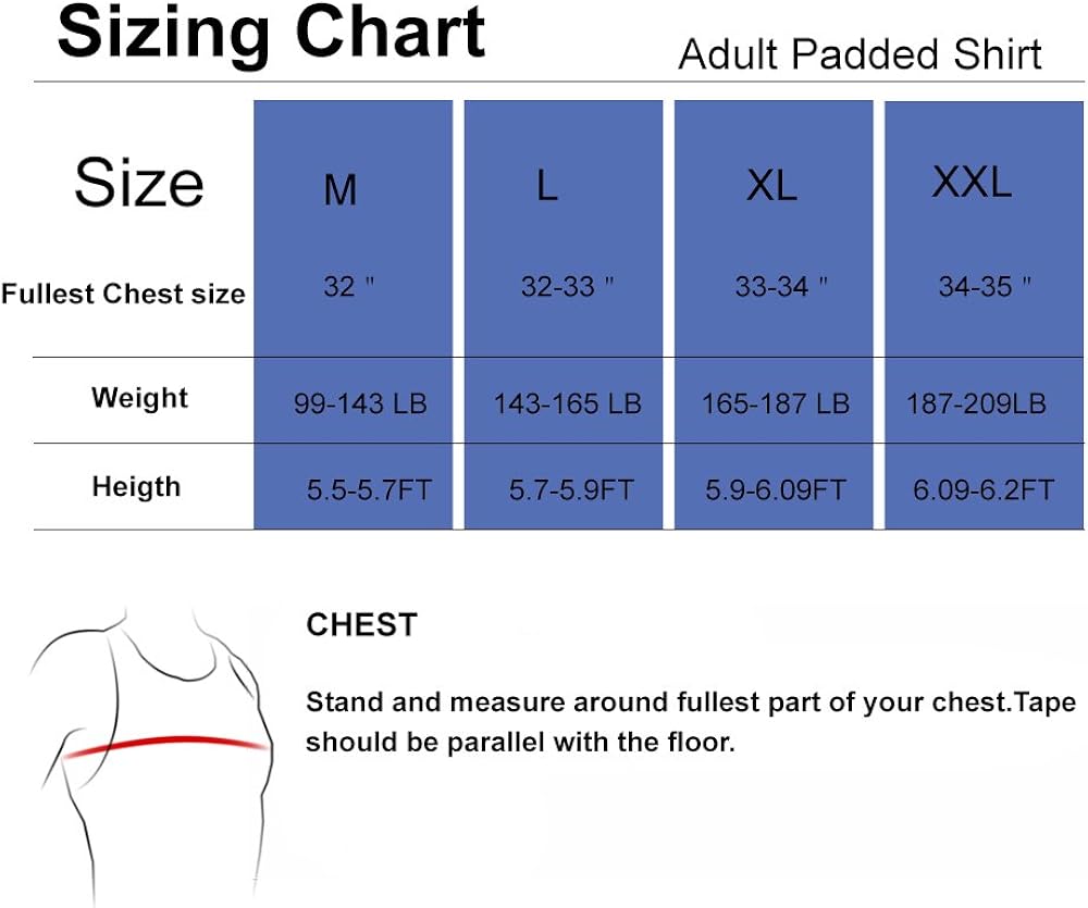 TUOYR Padded Compression Shirt Chest Protector Undershirt for Football Soccer Paintball Shirt: Clothing