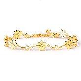 STORYJEWELLERY Daisy Bracelet, Gold Plated Bracelets for Women, Tennis Bracelets for Women, Dainty Daisy Jewelry, Gifts for Her