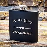 Will You Be My Groomsman Engraved Gift Flask - Asking Groomsmen Gifts- For Men, Black Whiskey Flasks For Proposal – Extra Thick 5mil #304 Stainless Steel, Laser Engraved, Leak Proof Groomsman 602