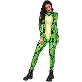 Sipumia Unisex Cosplay Halloween Bodysuit Animal Skin Printed Party Skinny Catsuit Costume Outfit