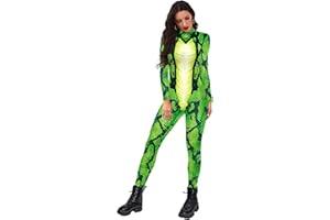 Sipumia Unisex Cosplay Halloween Bodysuit Animal Skin Printed Party Skinny Catsuit Costume Outfit