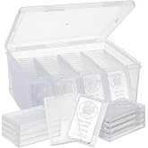 ORIGACH 68 Pcs 1oz Silver Bar Holder Case with Plastic Storage Box | 3.6 &times; 5.6 cm Clear Bars Capsule, Silver Bar Storage for Bar 1 Troy Ounce Bar Collection of Coins