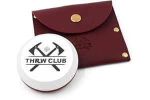 THRWCLUB Axe Sharpener 400/1000 Grit - Hatchet/Axe Sharpening Stone, Axe Blade Sharpener, Sharpening Puck, Lansky Puck, Dual Grit Multi-Purpose Hatchet Sharpening Tool with Leather Sheath