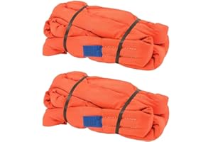 Mytee Products 2 Pack 35 ft Orange Polyester Endless Round Sling 40000 LBS Vertical Capacity | 32000 LBS Choker | 80000 LBS Basket | Heavy Duty Endless Sling for Wrecker Recovery, Lifting & Towing