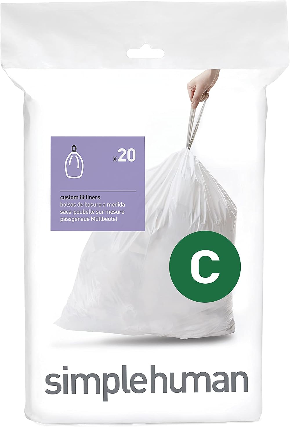 simplehuman Bin Liners Pack of 20 10-12 L Code C