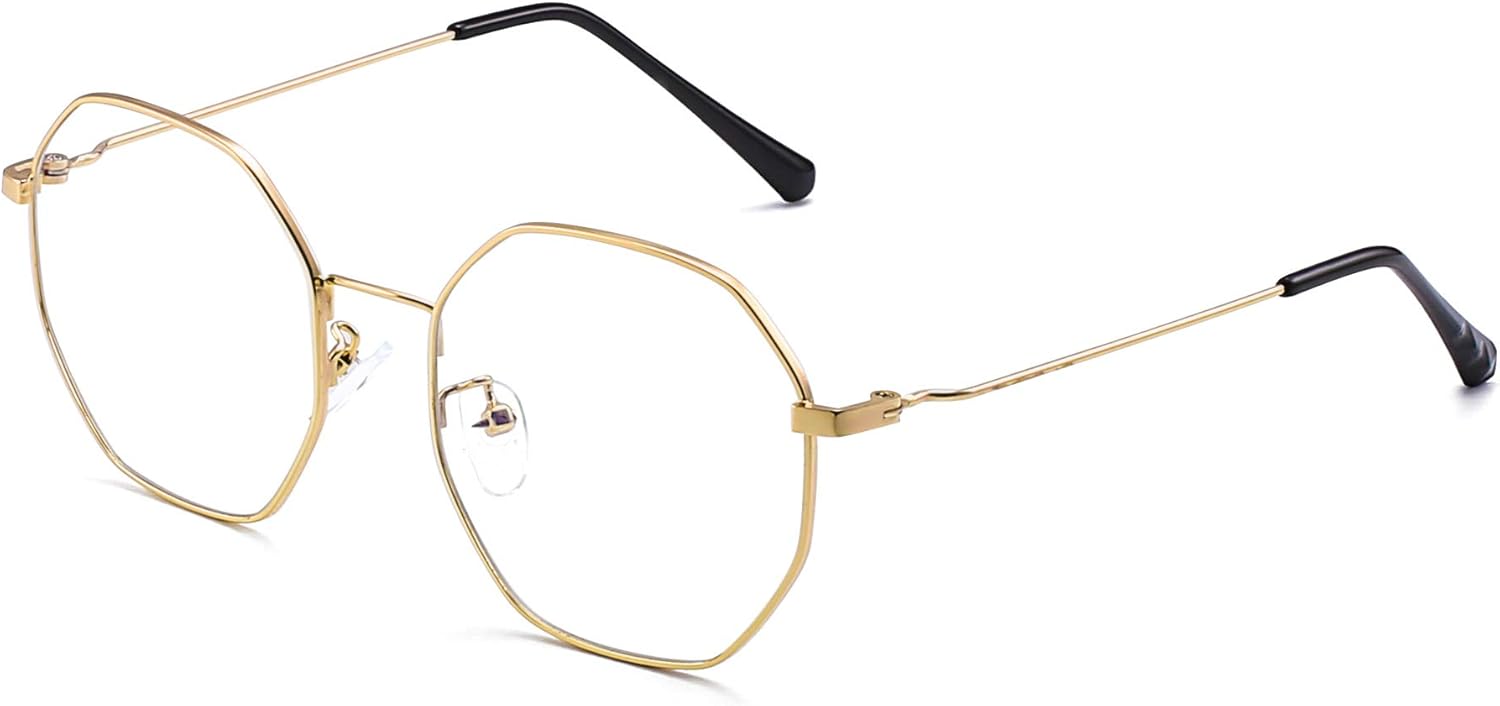 JM Reading Glasses Blue Light Blocking, Hexagonal Metal