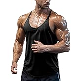 Agilelin Men's Bodybuilding Stringer Tank Tops Quick Dry Workout Shirts Sleeveless Y-Back Tops