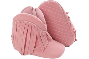 WILLFUN Baby Girls Boots with Tassels Infants Soft Sole Shoes Toddler Zipper Short Bootie