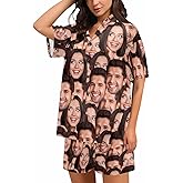 Faroishta Custom Face Satin Pajama Set for Women Personalized Photo Summer V-Neck 2Pcs Pajama Loungewear Sleepwear Short Sets