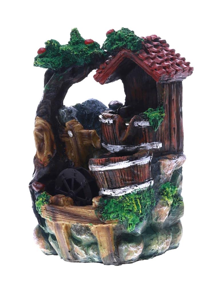 Photo 1 of Indoor Tabletop Fountain with Cottage Design, 11", Waterfalls with Rolling Crystal Ball, Spinning Wheel and LED lights