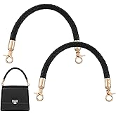 Yuomeaz 2Pcs Short Black Purse Handles, 11.8 in PU Leather Handbag Handles, Braided Purse Strap Replacement for Bag Handbag Tote DIY Making (with Gold Lobster Clasp)