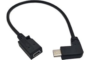 Qaoquda USB Type C to Mini USB Cable, 90 Degree USB-C Male to Mini USB Female Adapter Converter for MacBook Pro, Laptop, Android Devices(Only for Charging) (TypeC to Mini)