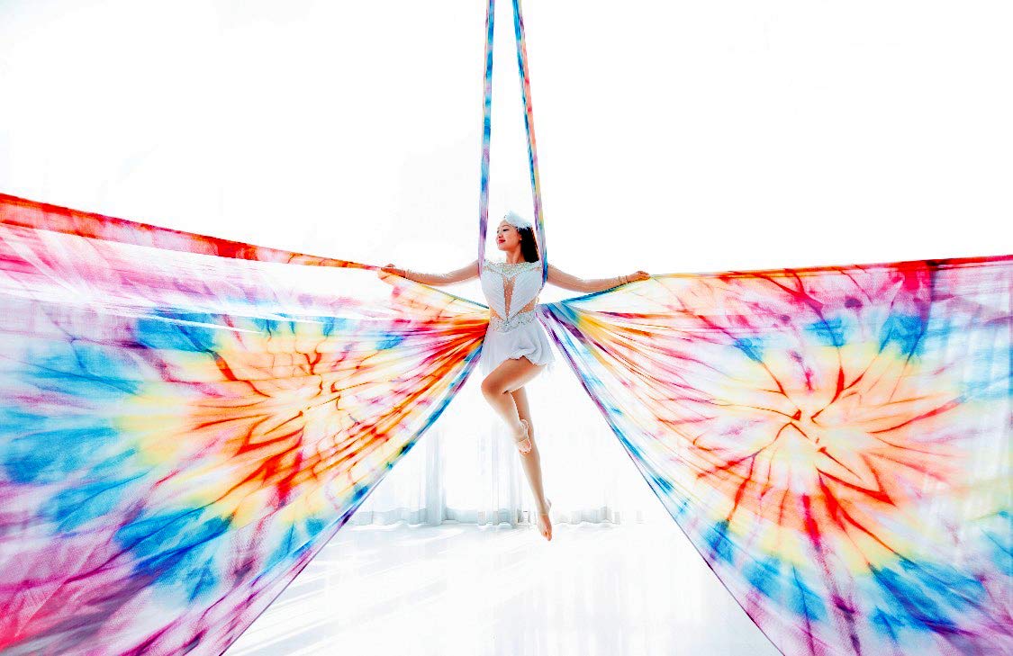 Photo 1 of F.Life Aerial Silks 13 Yards Yoga Hammock Kit For Home Acrobatics -Rigging Hardware Include Carabiners,Rescue 8,Swivel, Height Adjustment Strap, Portable Storage (Mandala)