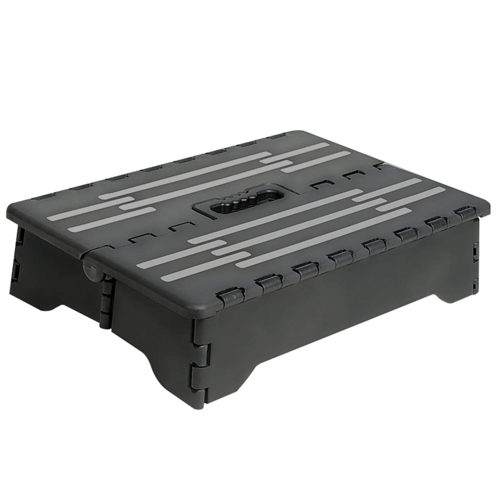 GeKLok Folding Step Stool,Portable Half Step Stool Mobility Aid for Elderly, Non Slip Disability Stepping Platform for Doorstep,Bathroom,Toilet, Black, 38 x 22 x 13 cm