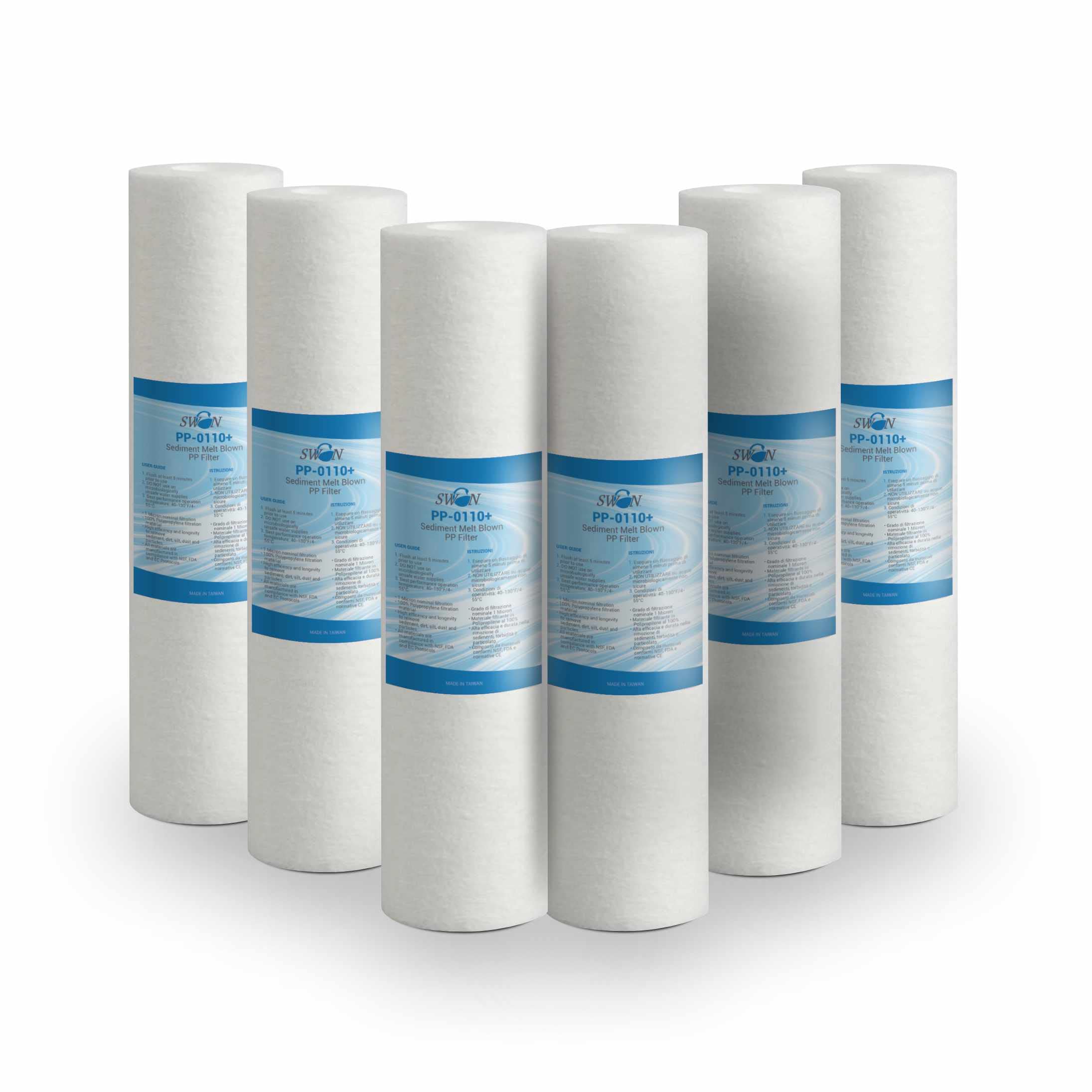 Bellerofonte Sediment Water Filter 10'' - 1 Micron Reverse Osmosis Cup Ultrafiltration Eliminates Sand, Mud, Rust Particles and Mechanical Impurity Above 1 Micron 6 PCS