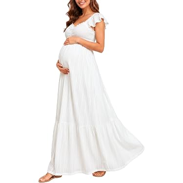 amazon dresses for pregnancy Best Sellers: Best Maternity Casual Navy Sequins Long Prom ilana Color:Ivory Cream