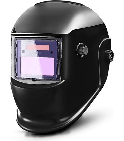 Cowhide Leather Welding Hood With Auto Darkening Lens - Full Head & Neck Protection Helmet