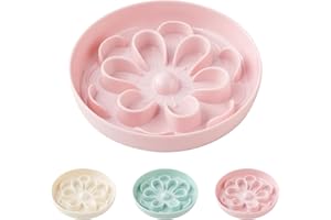 HCHLQLZ Slow Feeder Cat Food Bowl - Melamine Slow Eating Bowl for Dry & Wet Food - Cute Blossom Maze Cat Dish Healthy Feeding - Fun Interactive Plate Whisker Friendly - Dishwasher Safe - 6.3''W x 1.1''H