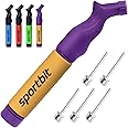 SPORTBIT Ball Pump for Sports Balls - Push & Pull Inflating System - Hand Pump for All Exercise Balls - Volleyball Pump, Basketball Inflator, Football & Soccer Ball Air Pump - Goes with 5 Needles Set