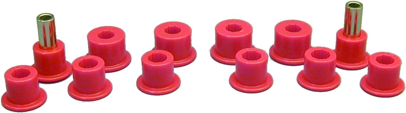 Prothane 14-1003 Red Rear Spring Eye and Shackle Bushing Kit