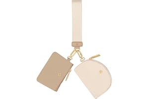 Hovmwey Keychain Wallet, Detachable Dual Pouch Wristlet Wallets for Women Men, Portable Mini Zip Around Small Wallet Coin Purse