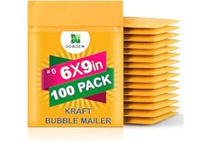 DOWDEW Kraft Bubble Mailers [100 Pack] Mailing Packing Envelopes #0 (6" x 9")