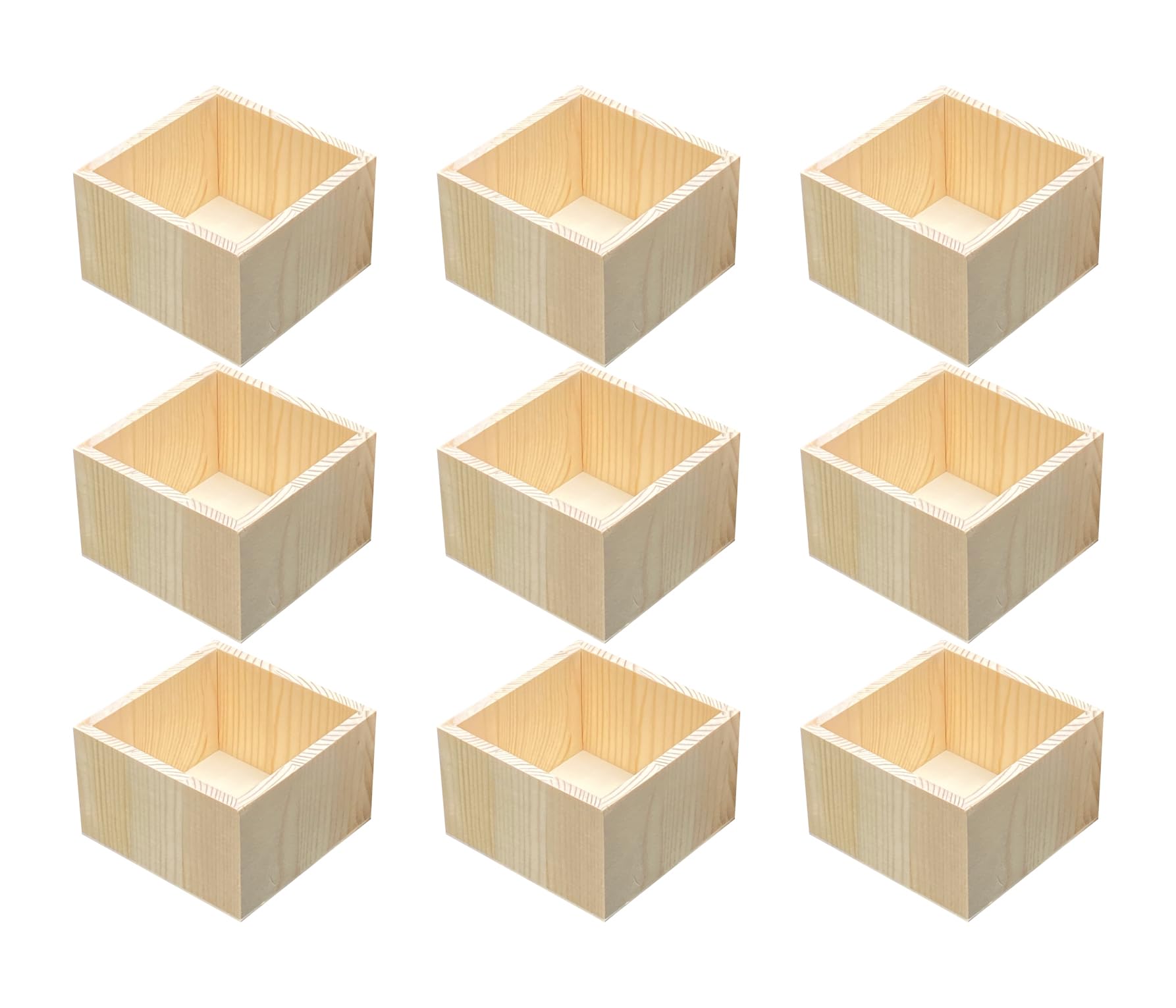 Photo 1 of 6 Pack 4.7 Inch Square Wood Box Unfinished Small Wooden Boxes for Crafts (Outer 4.7X 4.7X 3 in,Interior 4 x 4 x 2.9 in)