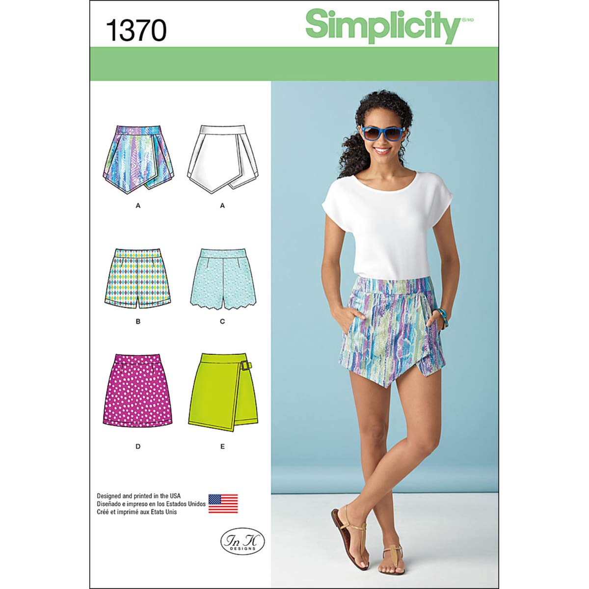 Simplicity Sewing Pattern 1370: Misses' Shorts, Skort and Skirt, Size, Paper, White, P5 (12-14-16-18-20)