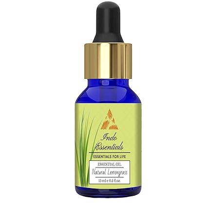 Indo Essentials Steam Distilled, Pure and Natural Lemongrass Essential Oil (15 ml)