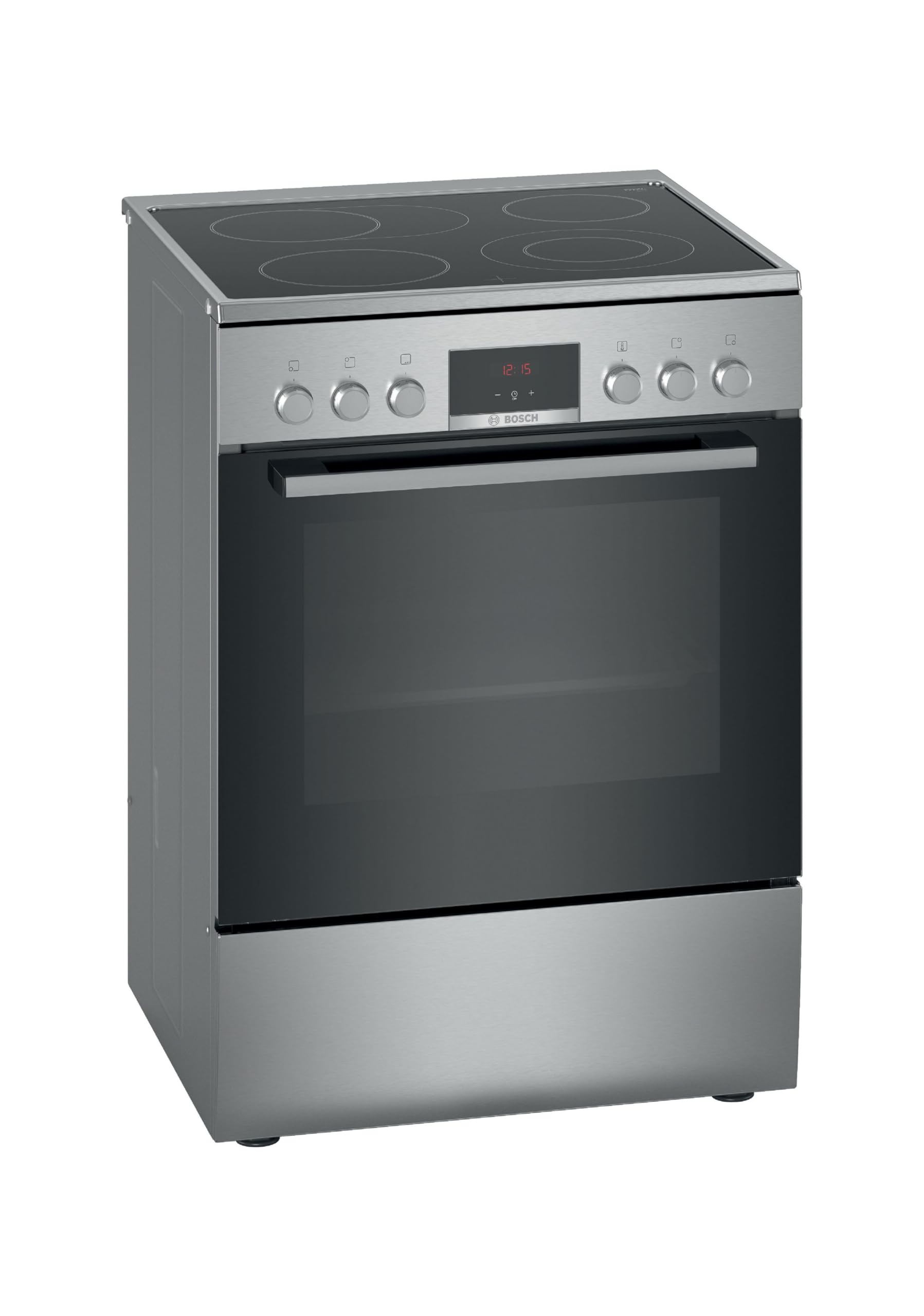 Bosch HKR39C250 Serie 4 Elektro-Standherd, 60 cm breit, EcoClean Direct Reinigungshilfe, 3D Heißluft Backen auf 3 Ebenen, LED-Display-Steuerung, erweiterbare Kochzone für großes Kochgeschirr