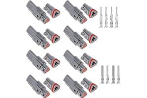 CTTMEOOB ST6327-3 3 Pin Deutsch Connector Kit, Waterproof Electrical Wire Connectors with Size 16 Stamped Contacts and Sealing Plugs for Truck, Motorcycle, Off-Road Vehicles, Marine, Extreme Sports