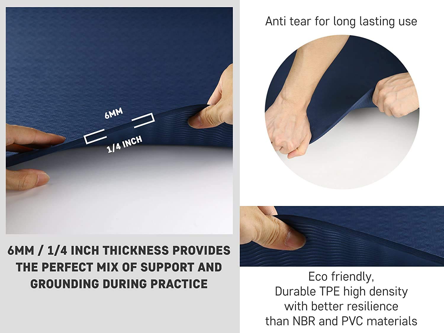 Clever Yoga Mat Non Slip Longer and Wider Than Other Exercise Mats