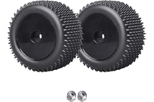 ALLINRC Pre-Glued Step Pin Rear Tires and Wheels 8mm Hex for Losi Mini-T 2.0 LOS41009 1/18 Stadium Truck Buggy Upgrades (Black Wheels)