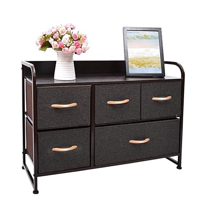 Waytrim Extra Wide 5 Drawers Dresser Storage Tower Sturdy Steel