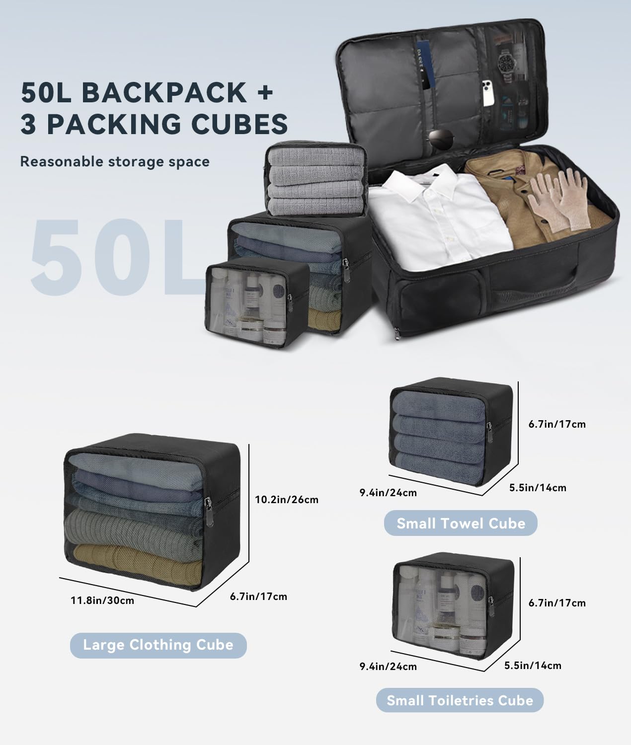Mua Extra Large 50L Travel Backpack Carry On Flight Approved, Luggage ...
