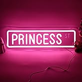 Pink Princess Street Neon Sign for Wall Decor,Princess St Tin Neon Led Sign for Y2k Wall Decor,Girl Bedroom,Girls Cave