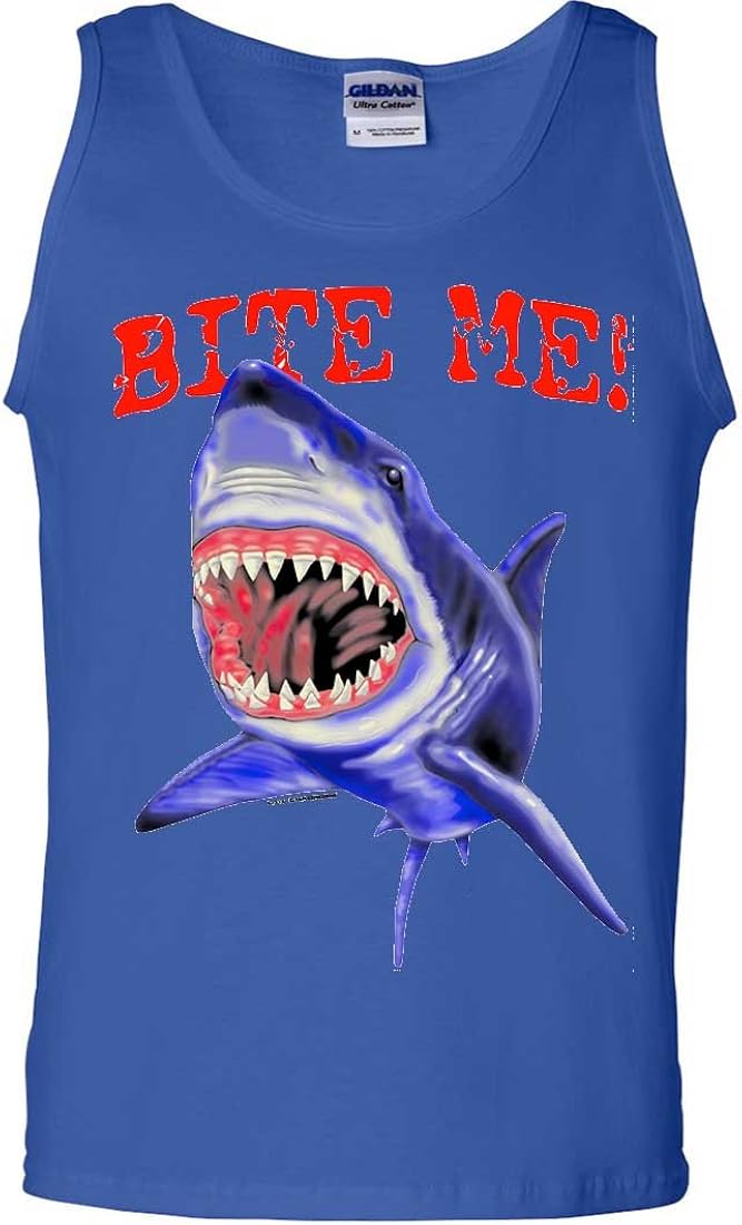 Bite Me Great White Shark Asst Colors Tank Top