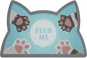 Le courant Cat Food Mat for Pet Dog Food,Pet Feeding Mat, Dog Cat Bowl Mat, Non-Slip Super Absorbent,Quick Dry, Accessories Pet Supplies.Backing Pet Placemat for Messy Drinkers. Cat Heads-16x24 in