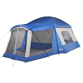 Wenzel Klondike 8 Person Family Camping Tent with 2 Rooms, Zippered Windows, Fits Multiple Queen Sized Air Mattresses, Massive Peak Height, Waterproof Fly, Sky Blue