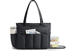 BAGSMART Tote Bag for Women, Teacher Tote with Insulated Compartment, Large Puffer Work Tote Handbags for Work