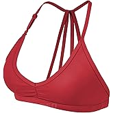 YEOREO Workout Sports Bras for Women Padded Strappy Open Back Gym Bra Light Impact Criss Cross Yoga Crop Top